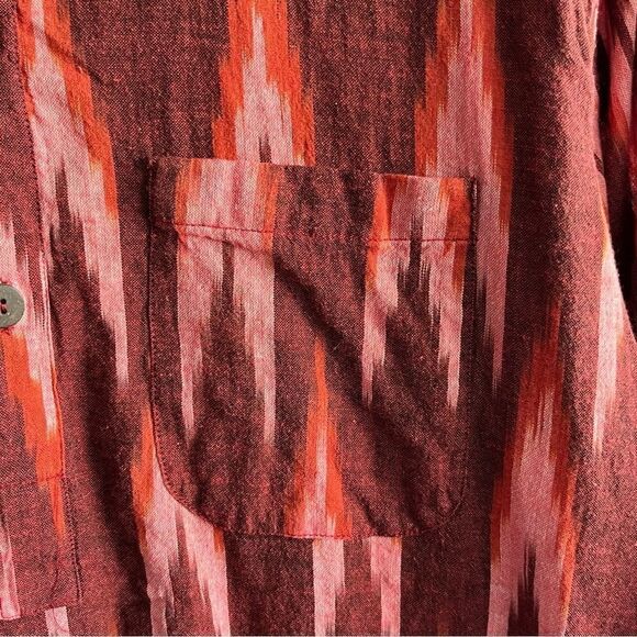 Women's Red Boho Printed Long Sleeve Button Front Top - Picture 5 of 8